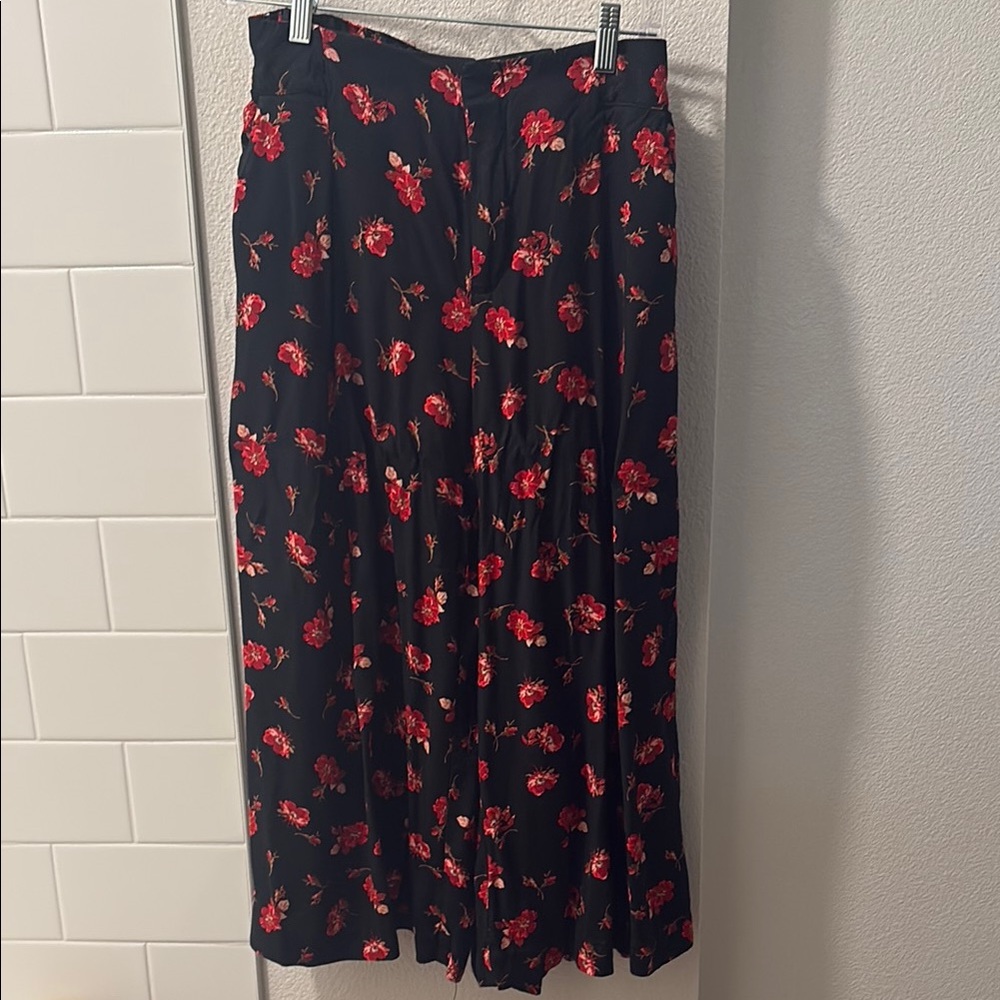 Floral Black and Red Women's Skirt